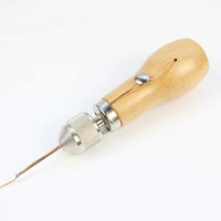 carving wax line wooden handle sewing awl stitcher leather canvas tent sewing needle craft diy hand stitched leather tools