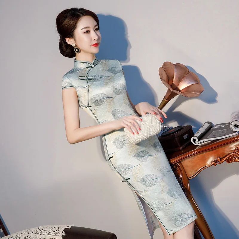 Sheng Coco Женские китайские платья короткие шелковые атласные Cheongsam модные Шанхай
