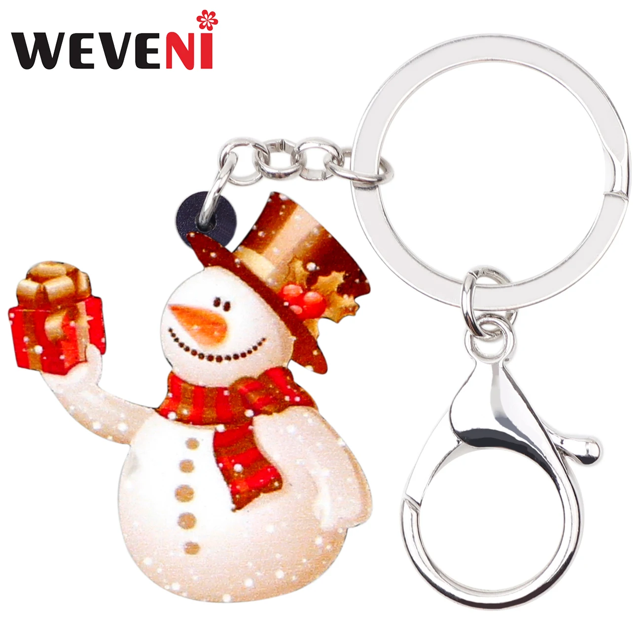 WEVENI Acrylic Christmas Snowman Key Chains Keychain Xmas Party Gift Jewelry For Women Girls Bag New Year Cartoon Bijoux 2018 | Украшения и