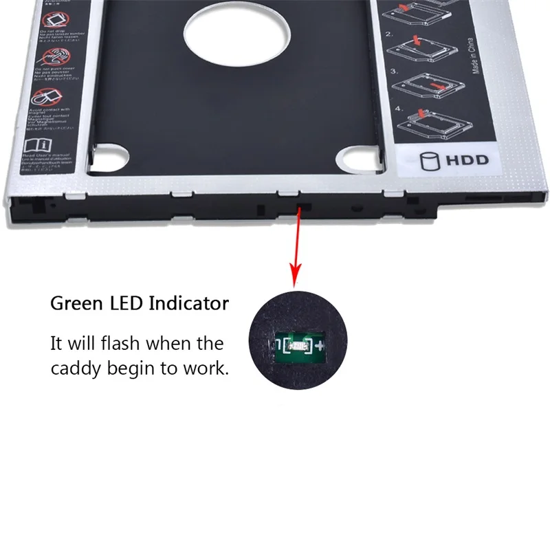 Алюминиевый Optibay 12 7 мм SATA 3 0 2 й HDD Caddy SSD CD DVD чехол Корпус для ноутбука ROM Оптический