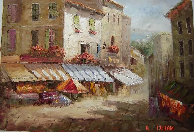 100% ручная роспись искусство на холсте с изображением дороги в Париже картина