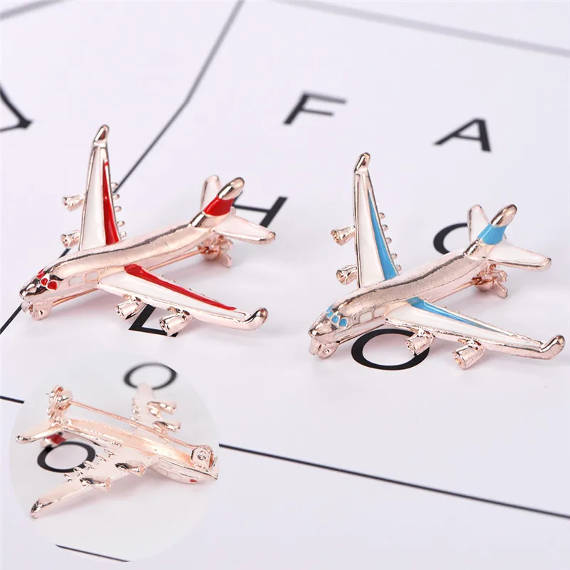 Металлические броши милая маленькая брошь в виде самолета синяя эмалированная