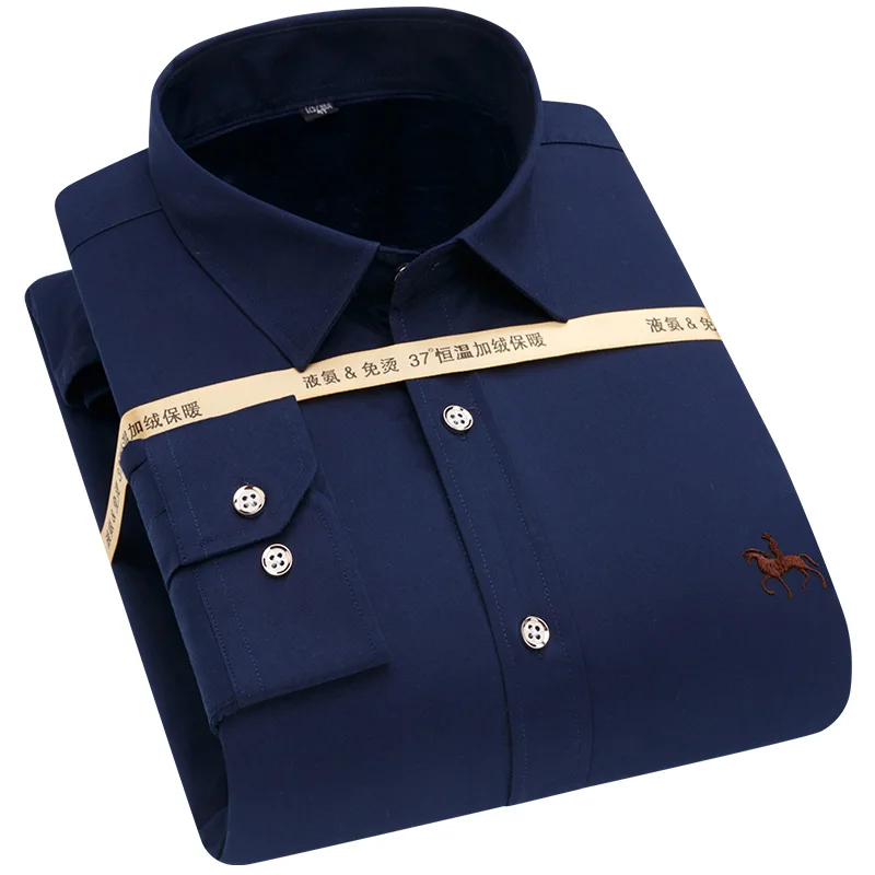 2019 зимняя теплая одноцветная Мужская брендовая качественная рубашка мужские