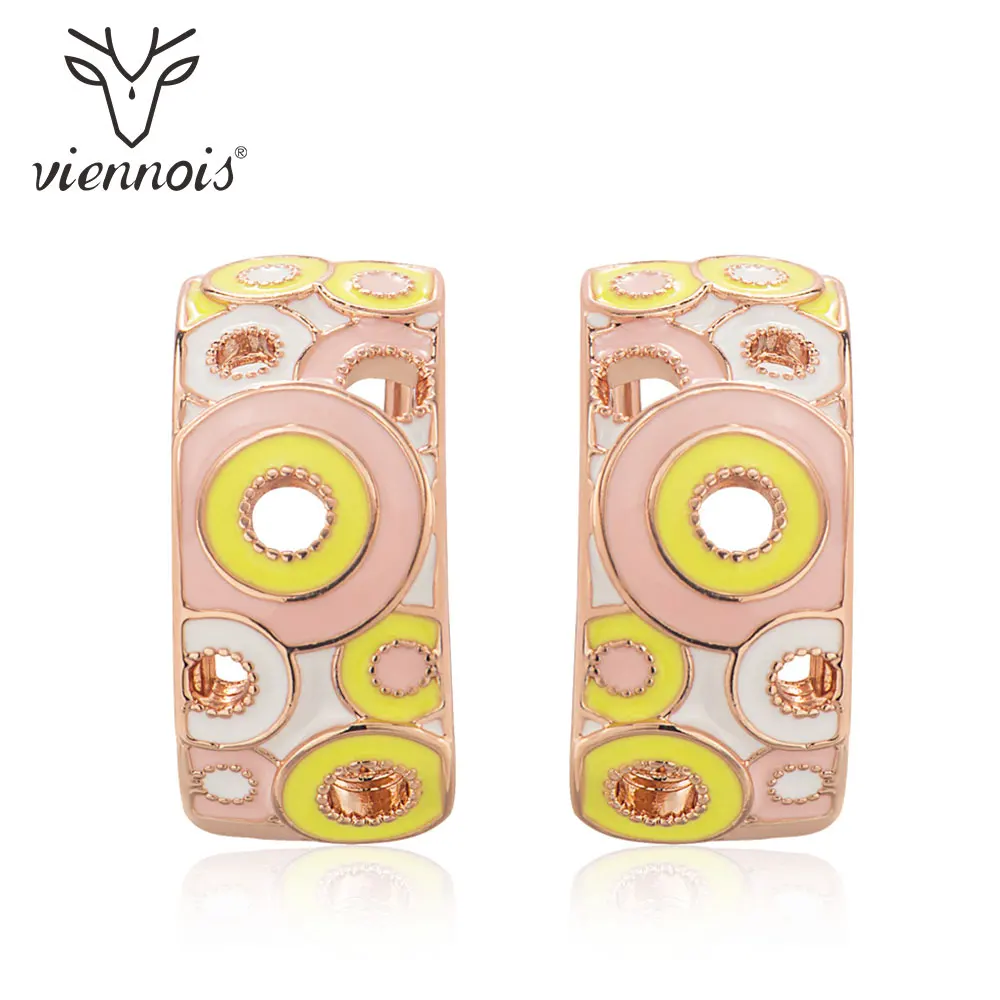 

Viennois Colorful Enamel Stud Earrings for Women Rainbow Geometric Hollow Out Statement Earrings Wedding Jewelry Party Gifts