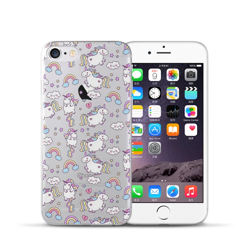 Самые популярные для iPhone 5 5S SE 6 S 7 Plus Симпатичные Единорог небольшой свежий стикер
