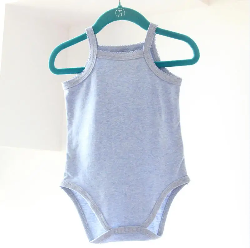 Bebe vestidos; Детский комбинезон; одежда для малышей; одежда для детей; Летний жилет; импортный Детский комбинезон без рукавов из хлопка - Цвет: 1 pc blue melange