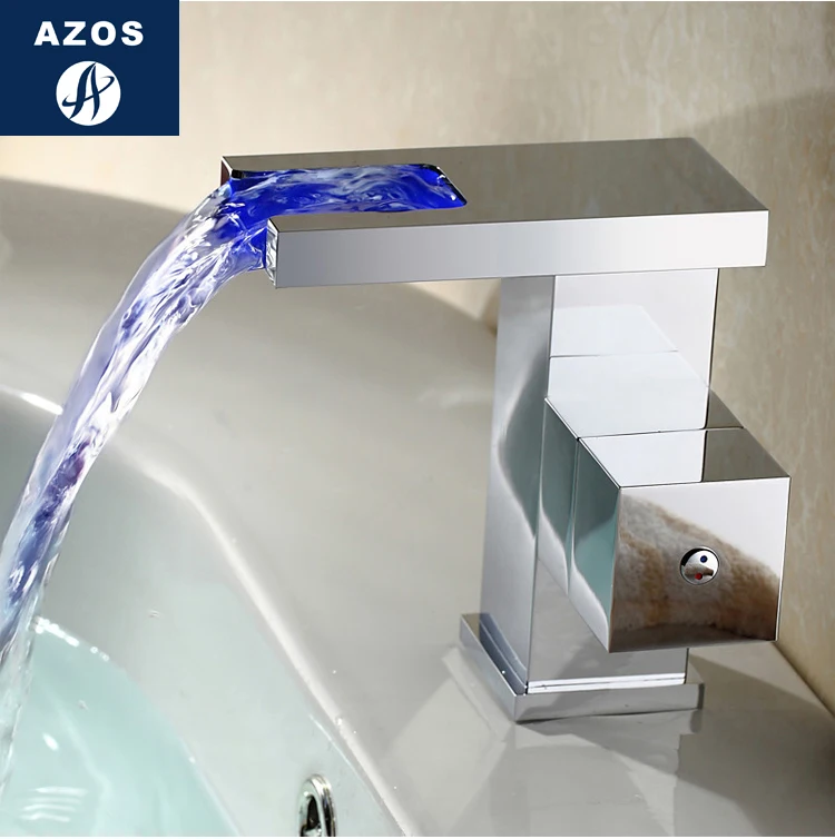 Светодиодный смеситель водопад Azos обесцвечивающаяся раковина из латуни