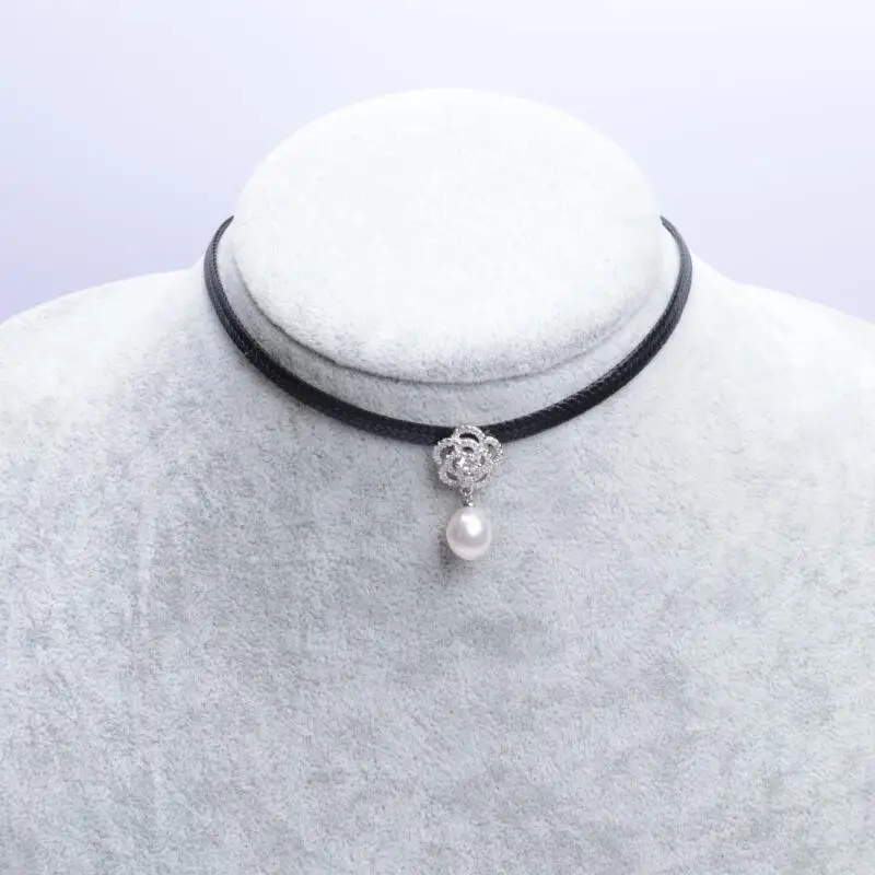 Настоящее ожерелье с подвеской из натурального белого жемчуга