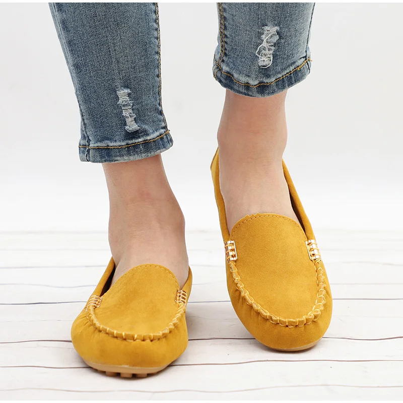 Women Flats Suede Candy Color Loafers Slip on Casual Flat Shoes Soft Ballet Flat Spring Moccasins Shallow Ladies Shoes Puls Size