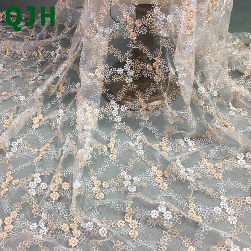 Новинка лета 2020 африканские кружевные ткани из золотого шелка с вышивкой для