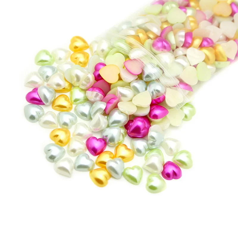 50pcs/lot 12/10mm Half Heart Imitation Pearls Resin Beads Flatback Jewelry Nail Garment Dolls DIY Scrapbooking Accessory LX132 | Дом и сад