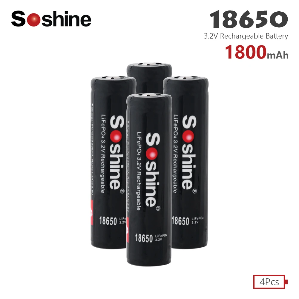 Горячая новинка Soshine 3,2 В LiFePO4 18650 перезаряжаемый аккумулятор блок питания для электронной сигареты с высокой разрядкой с PCB 1800mAh высокой емкости