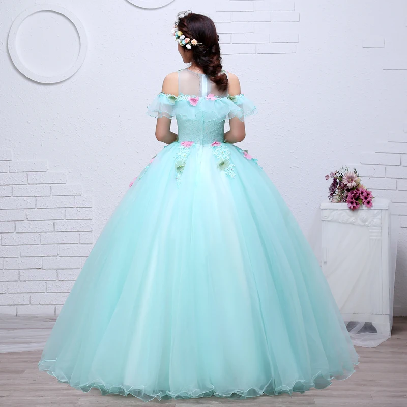 Органза Цветной свадебное платье Новинка 2017 года корейский стиль вырезом