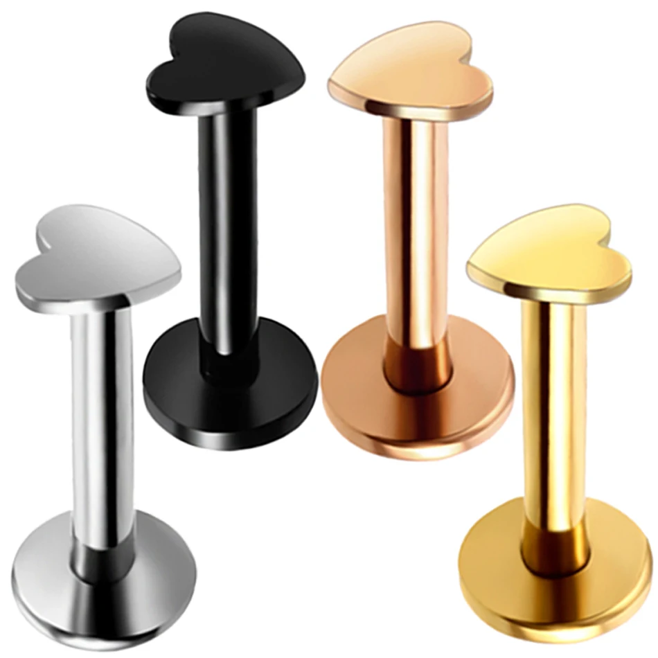 4 шт./лот стальные кольца для губ серьги пирсинга разные цвета сердце Labret Monroe