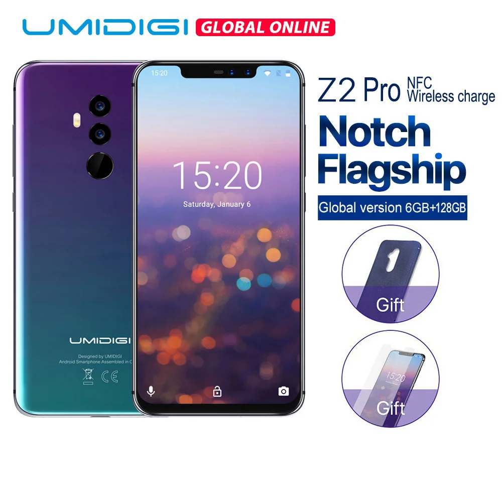 UMIDIGI Z2 Pro 6 2 &quotполный экран смартфон Android 8 1 ГБ + 128 Helio P60 16MP Quad линзы 4G NFC LTE