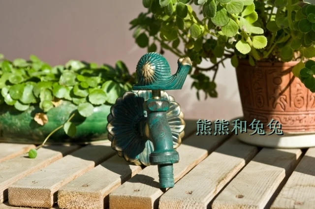 Садовый смеситель в европейском стиле античный с зеленой улиткой|antique faucet|antique style