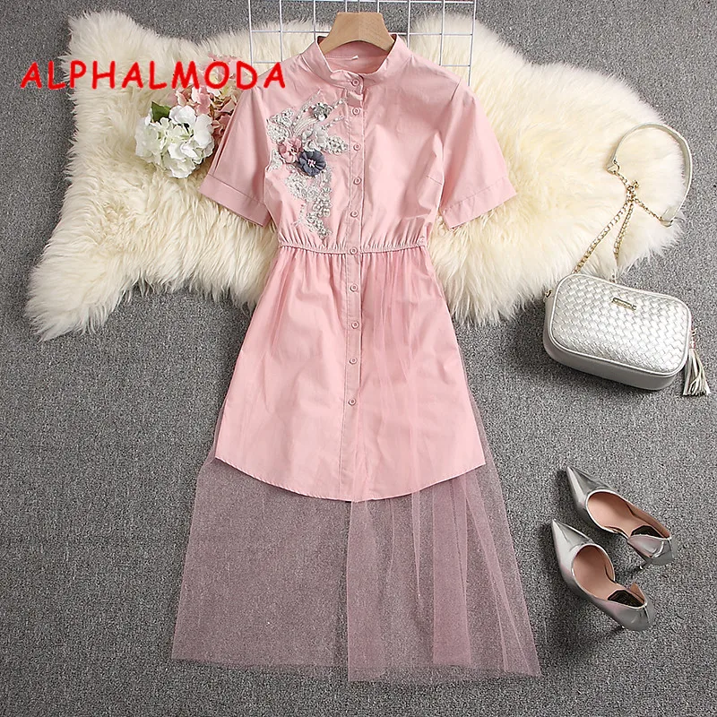 Женское платье ALPHALMODA летняя футболка с аппликацией и цветочным принтом | Женская