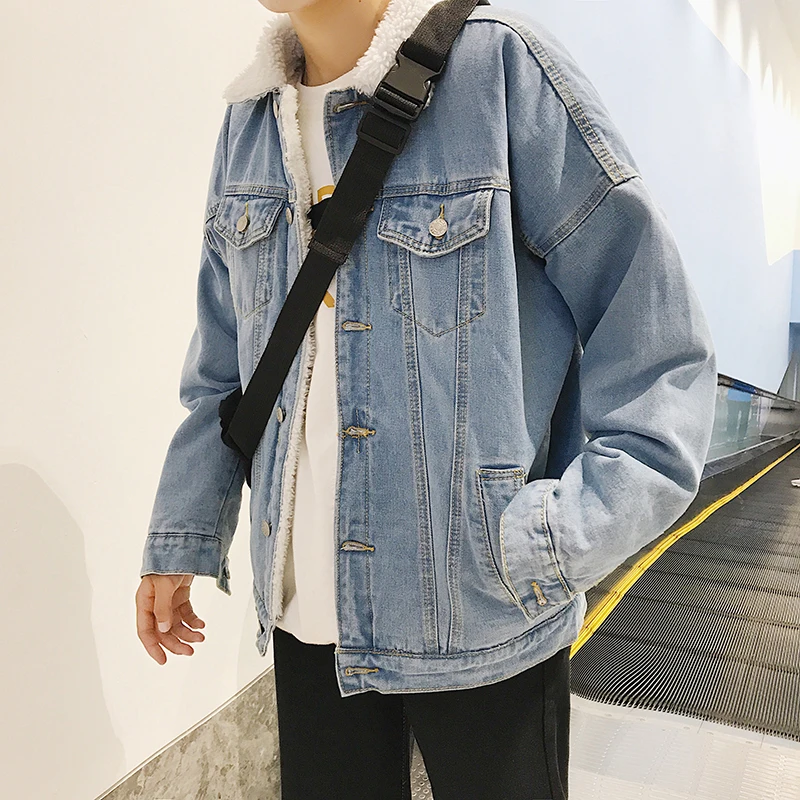 Privathinker 2018 Oversized Winter Thick Lambswool Denim Jackets Coat Men Women Warm Autumn Jacket Male Outwear | Мужская одежда