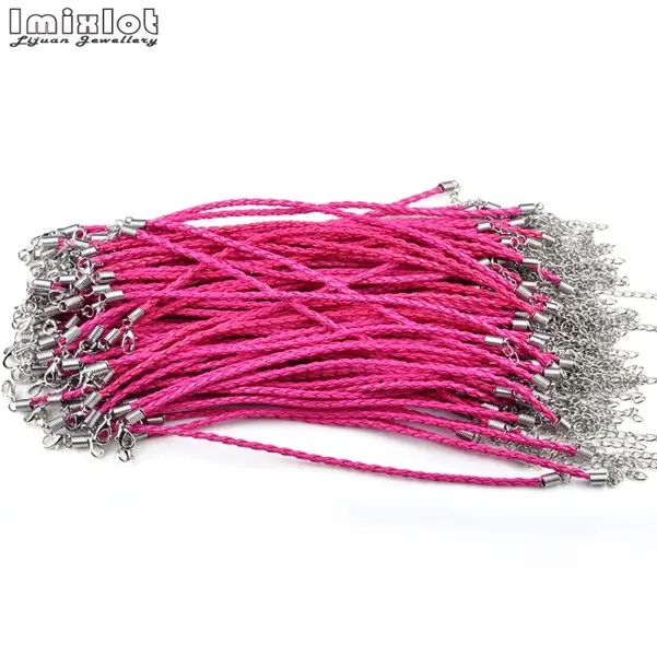 Rose Red 10 шт./лот 7,5 дюймов браслеты и браслеты PU браслет карамельный цвет PU вязаный браслет, кожаный шнур браслет - Окраска металла: Rose Red