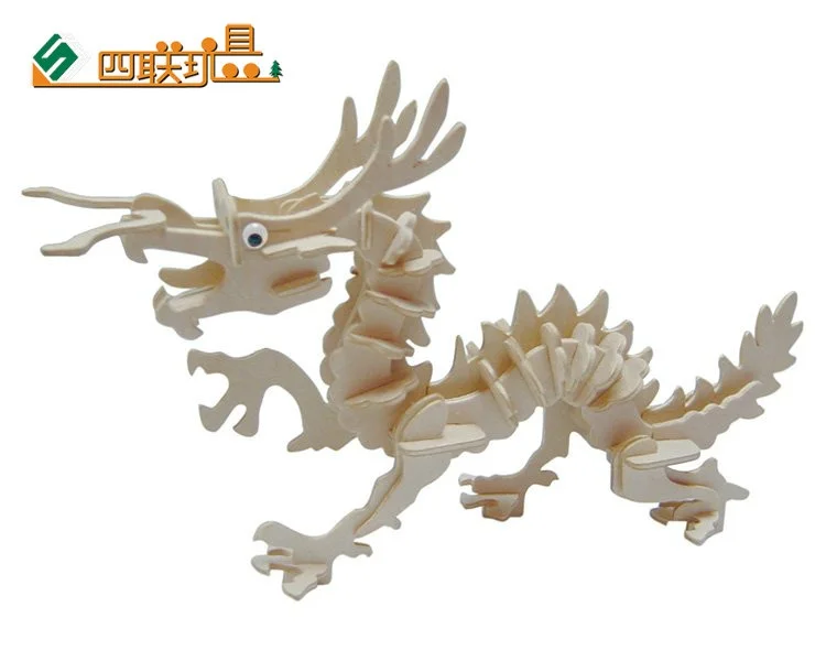 

candice guo! wooden toy 3D puzzle hand work DIY woodcraft assemble kit Chinese small dragon birthday Christmas gift 1pc