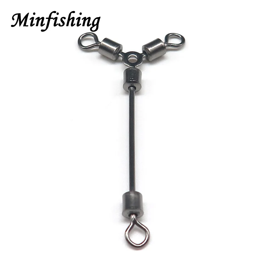 Minfishing 25 шт. 3 пути длинные Вертлюги шарикоподшипник вращающиеся твердые кольца Rolling поворотный стальной крюк соединитель Морская Лодка рыболовный крючок