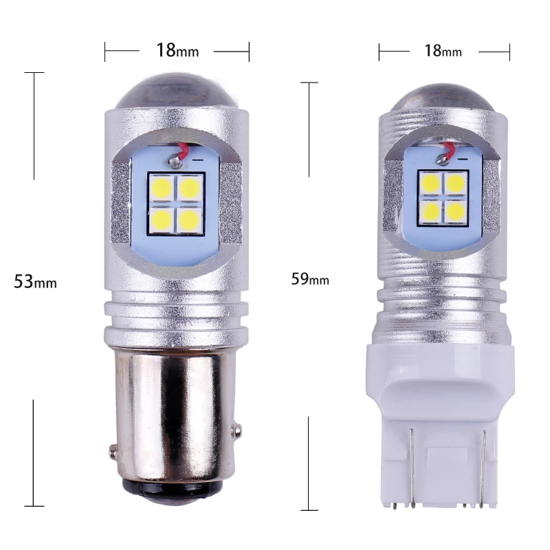2 шт. P21W светодиодный P21/5 Вт BAY15D T20 7443 W21/5 BA15S 1156 1157 3030 чипы 12SMD автомобильный