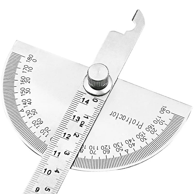 1pc Stainless Steel Protractor Finder Rotary Ruler 180 Degree 197x53x14mm For Woodworking Measuring Tool | Инструменты