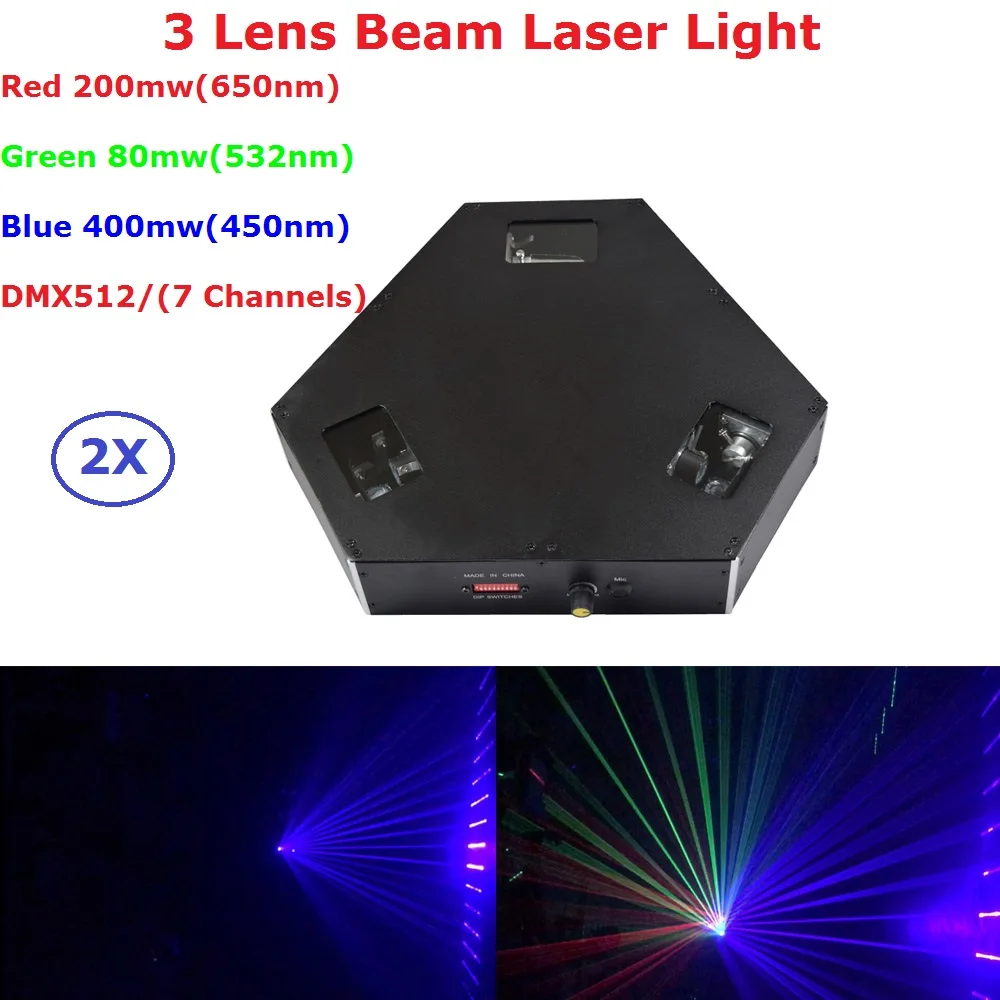 

2 шт./партия, светодиодные RGB-лампы с 3 лучами, 680 МВт