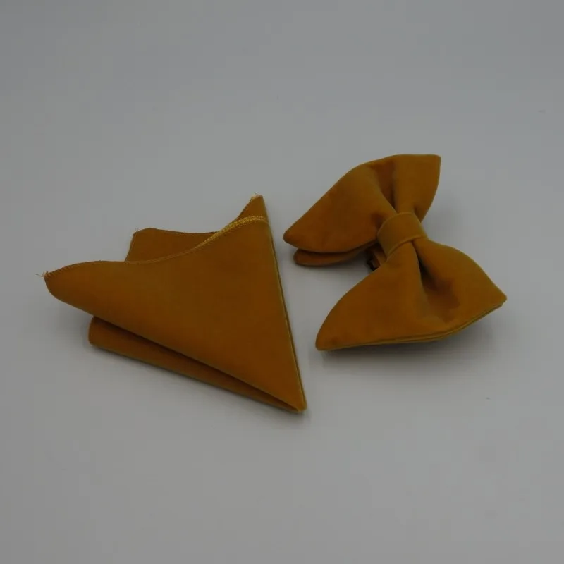 gold yellow Ikepeibao формальные мужские черные бархатные красные комплекты галстуков-бабочек с Hankie Fushcia Neckwear аксессуары - Цвет: gold yellow