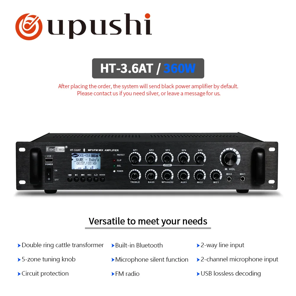 Система управления миксером Oupushi HT-3.6AT 5 зон усилитель Bluetooth с FM 2 входами Mic и USB