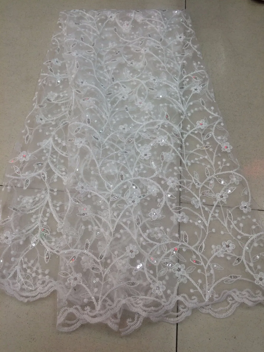 

Latest SYJ-3266 Embroidered Tulle Lace Fabric French African Lace Fabric with sequins High Quality For Wedding