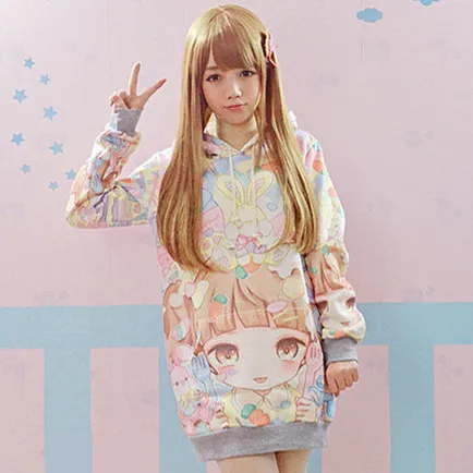 5 стилей Япония Харадзюку толстовки мягкая сестра Милая чашка торт Kawaii милые кофты для девочек зимние флисовые очаровательные женские пуловеры