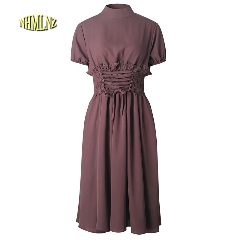 2020 летнее Новое модное женское платье винтажное элегантное с высокой талией