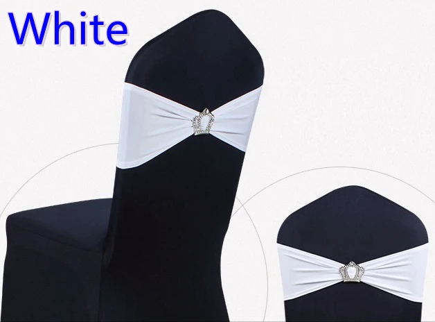 Белый цвет пряжки с короной стул из лайкры Sash для украшения свадебных стульев