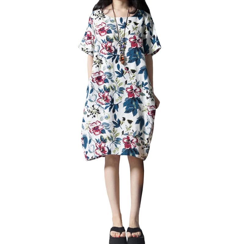 5XL летнее платье для женщин в винтажном стиле Цветочный принт пляжное девочек с
