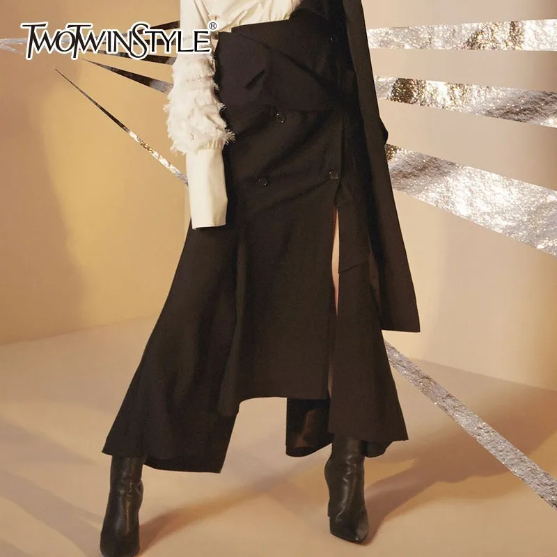 TWOTWINSTYLE асимметричная юбка русалки для женщин на пуговицах с разрезом высокая