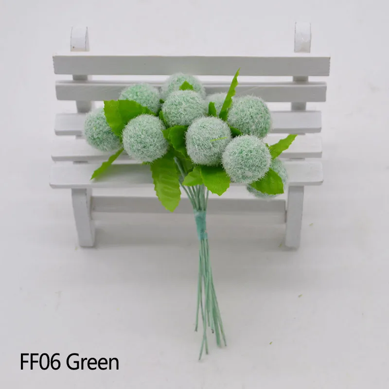 FF06 green 50 шт 2 см Искусственный букет с тычинками помпон-цветок шар Скрапбукинг венок Сделай Сам ручной работы свадебные украшения вечерние поставки - Цвет: FF06 green