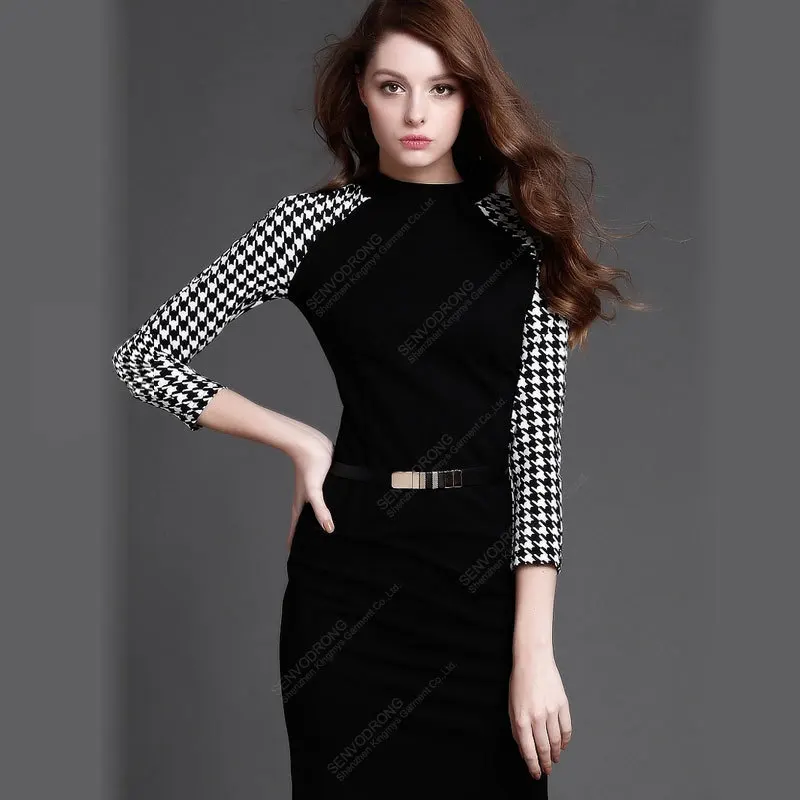 2015 Women Fashion Elegant Belted Black 
