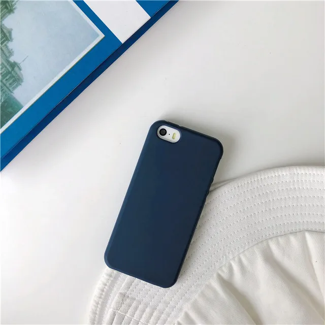 navy Чехол для телефона ярких цветов для iphone XS, XR, XS, Max, мягкий силиконовый матовый чехол из ТПУ с полным чехол для iphone 5 5S se, 6, 6 S, 7, 8 Plus, X, чехол s - Цвет: navy