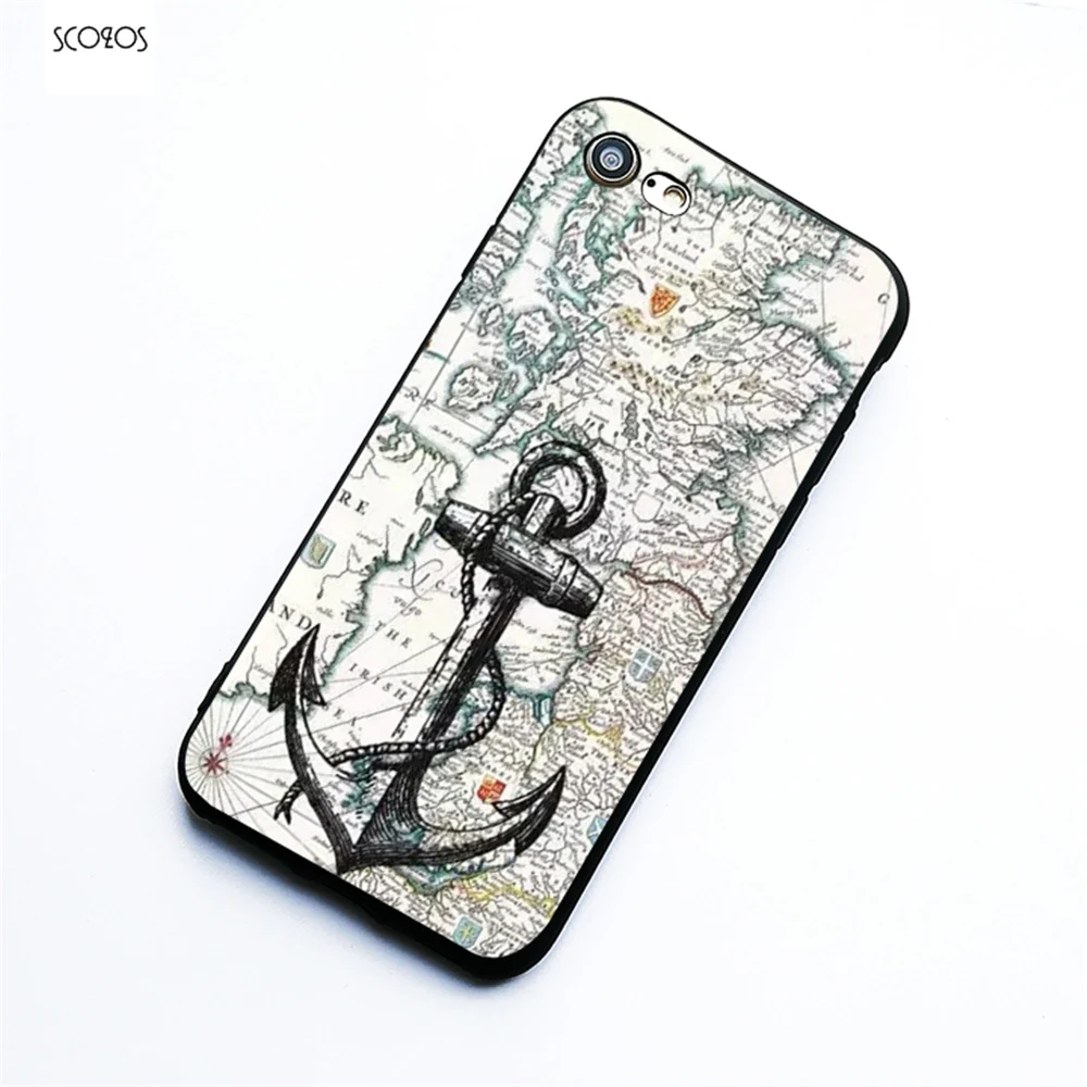 SCOZOS MAP и якорь силиконовый чехол для телефона мягкий Iphone X 5 5S Se 6 S 7 8 плюс # ta610 |