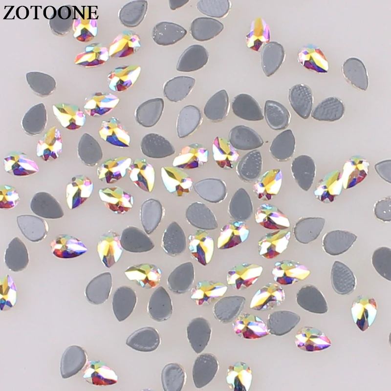 ZOTOONE 4*6mm Hotfix Crystal AB Drop Rhinestone Iron On Stones For Clothes Strass Flatback Nail Art Beads Crafts | Дом и сад