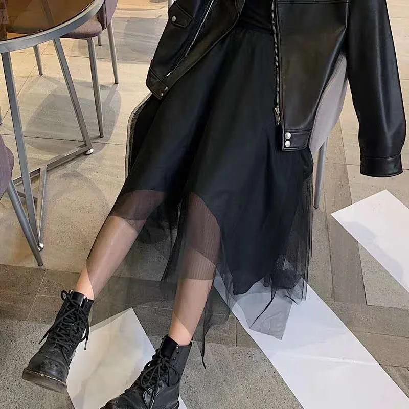 Женская многослойная юбка-пачка из тюля с высокой талией длинная Плиссированная