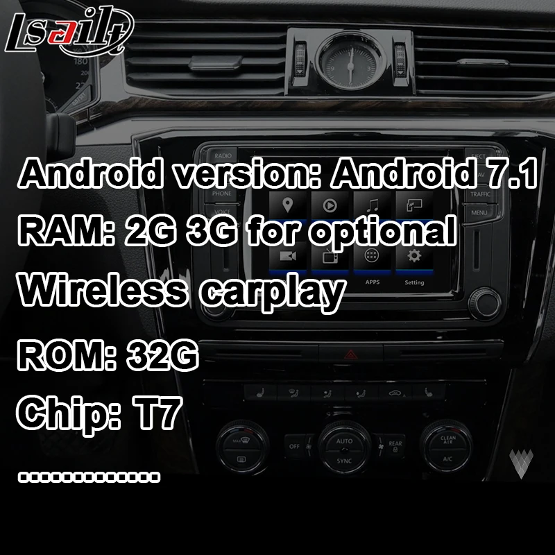 Lsailt Android 7.1GPS навигация Мультимедиа интерфейс коробка автомобильный экран обновление системы для MQB MIB Volkswagen Passat