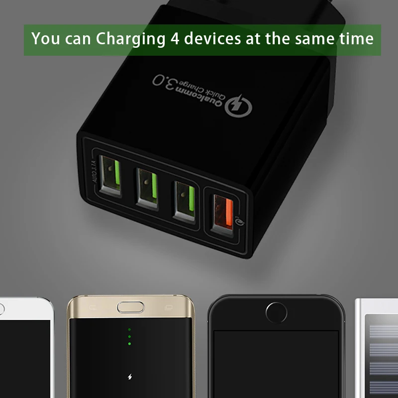 Зарядное устройство USB 4 порта Quick Charge 3 0 для samsung iPhone XiaoMi настенный мобильный