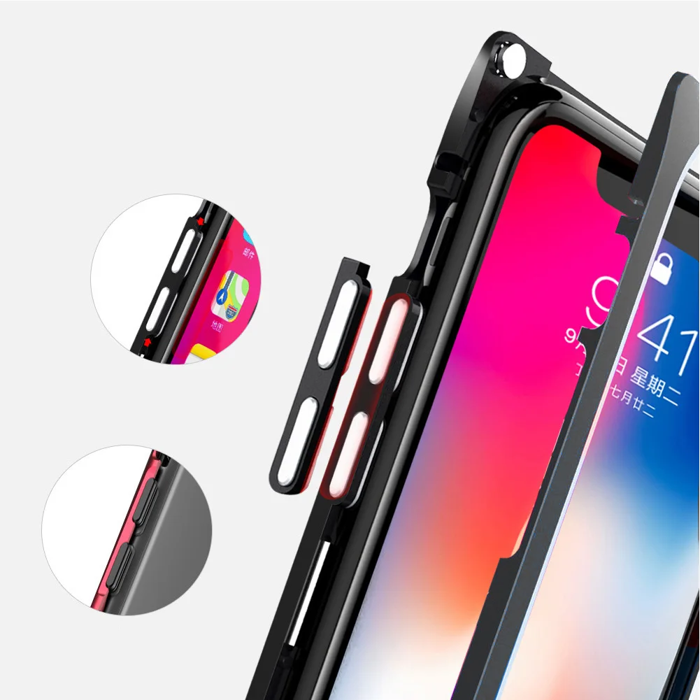 Magnetic Adsorption Phone Case for iPhone X 7 8 Plus Square Transparent Clear Tempered Glass Magnet Back Metal Frame Funda |