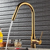 kitchen sink faucets total brass pull out golden kitchen mixer tap single handle hot and cold kitchen crane tap rotating faucet