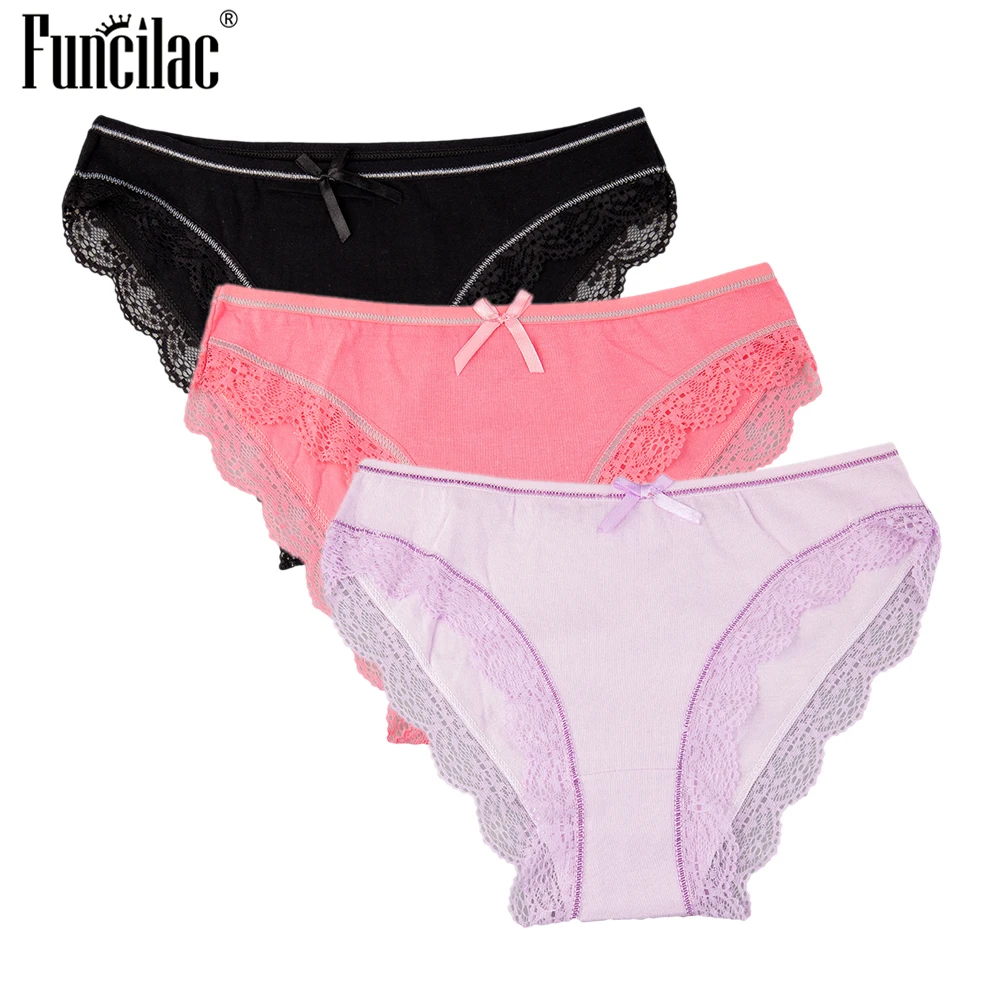 FUNCILAC женское белье хипстерские трусики из хлопка с кружевами сексуальные