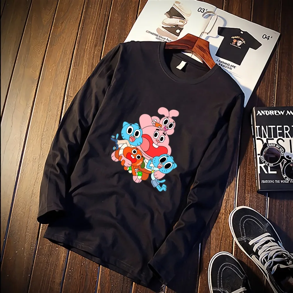 Kawaii Gumball/забавная футболка с героями мультфильма «Удивительный мир», хлопковые футболки с круглым вырезом размера плюс, брендовые рубашки унисекс с длинным рукавом