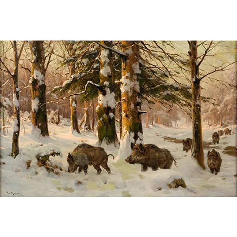 Diamond embroidery winter landscape 5D Diy diamond Painting Wild boar picture Needlework cross stitch mosaic home decor | Дом и сад