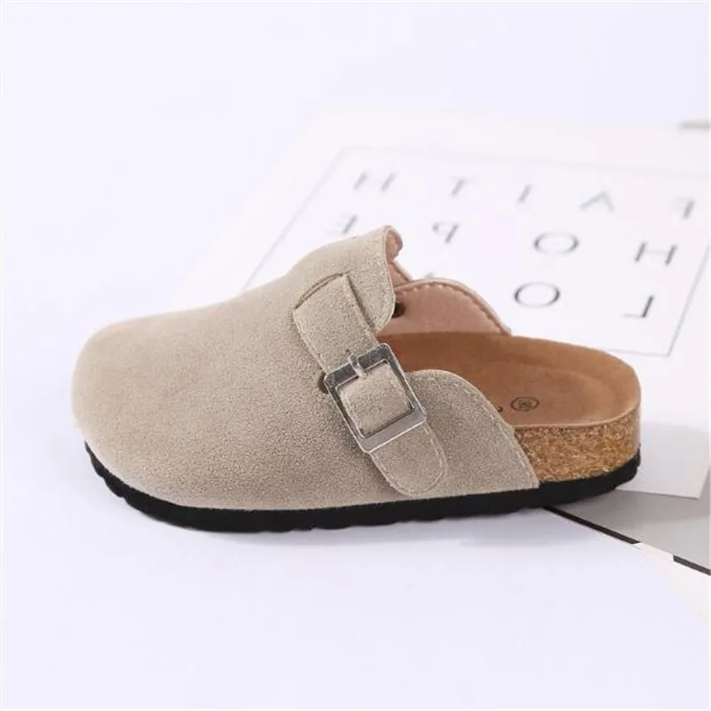 Бежевый New Summer Casual Slippers Children Flat Heels Baotou Beach Shoes Baby Toddler Nubuck Leather Slides Kids Sandals 041 - Цвет: Бежевый